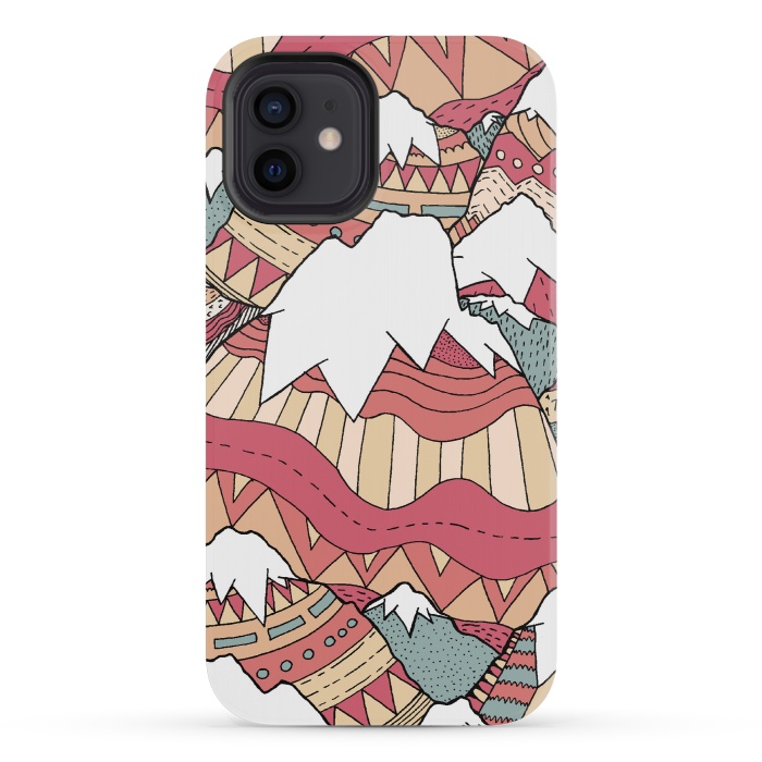 iPhone 12 mini StrongFit Winter Aztec mountains  by Steve Wade (Swade)
