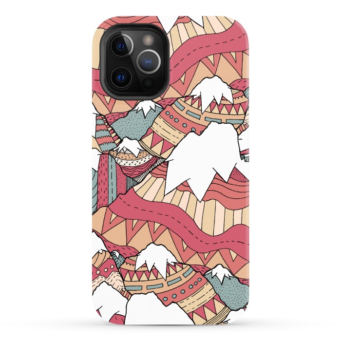 iPhone 12 Pro Max StrongFit Winter Aztec mountains  by Steve Wade (Swade)