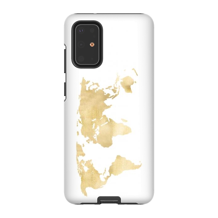 Galaxy S20 Plus StrongFit Gold World Map by Tangerine-Tane