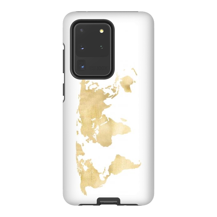 Galaxy S20 Ultra StrongFit Gold World Map by Tangerine-Tane