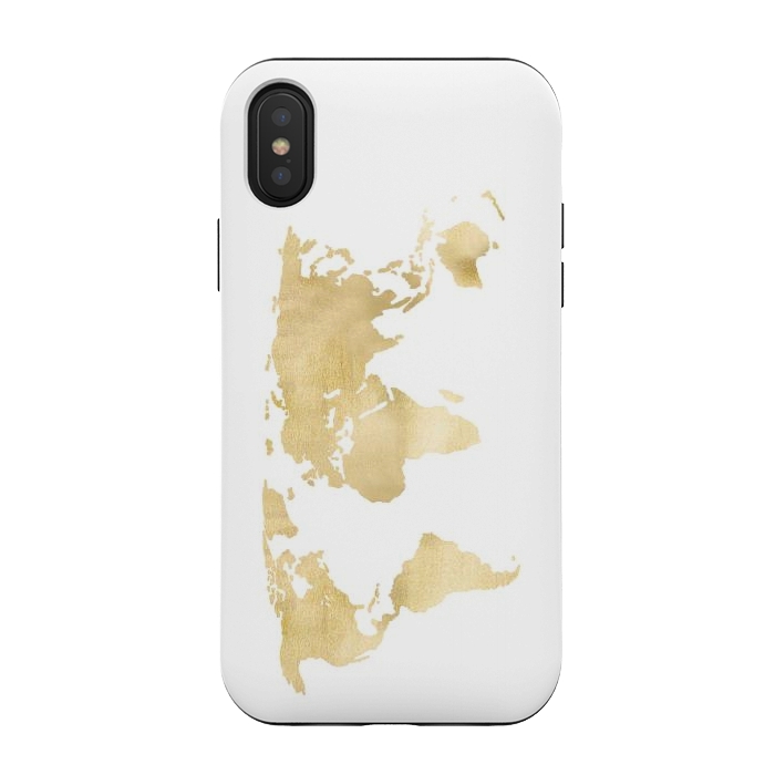 iPhone Xs / X StrongFit Gold World Map by Tangerine-Tane