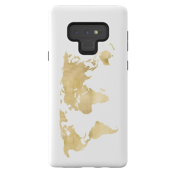Galaxy Note 9 StrongFit Gold World Map by Tangerine-Tane