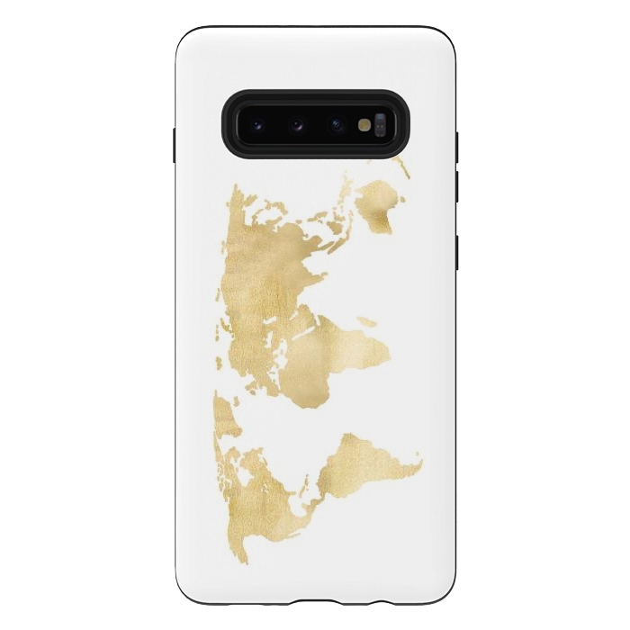 Galaxy S10 plus StrongFit Gold World Map by Tangerine-Tane
