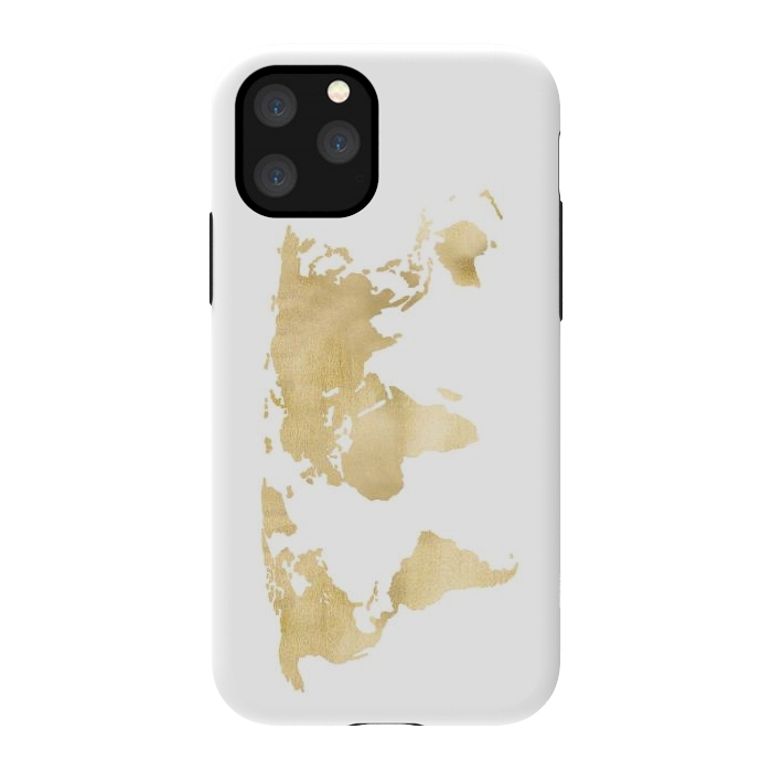 iPhone 11 Pro StrongFit Gold World Map by Tangerine-Tane