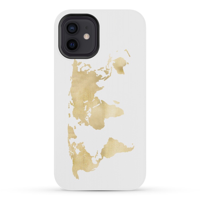 iPhone 12 mini StrongFit Gold World Map by Tangerine-Tane