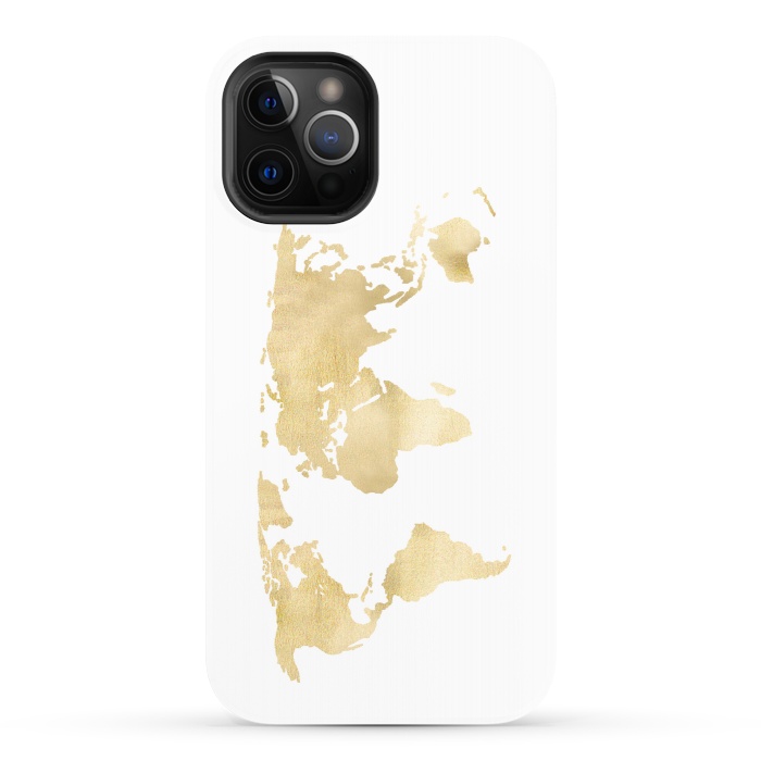 iPhone 12 Pro StrongFit Gold World Map by Tangerine-Tane