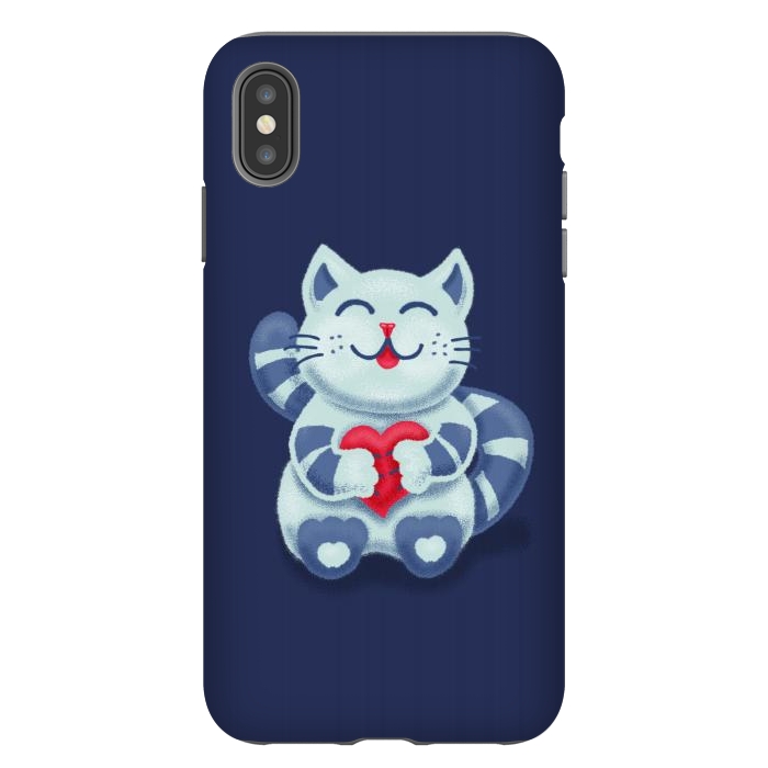 iPhone Xs Max StrongFit Cute Blue Kitty With Heart In Love by Boriana Giormova