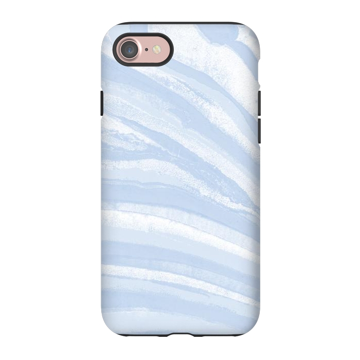 iPhone 7 StrongFit Baby blue pastel marble stripes by Oana 