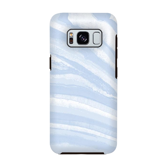 Galaxy S8 StrongFit Baby blue pastel marble stripes by Oana 