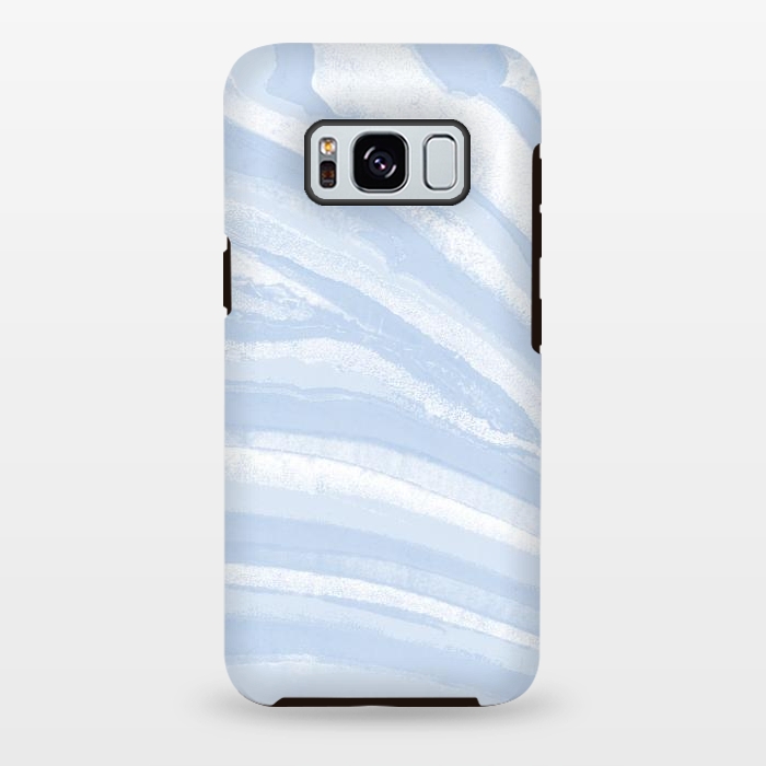 Galaxy S8 plus StrongFit Baby blue pastel marble stripes by Oana 