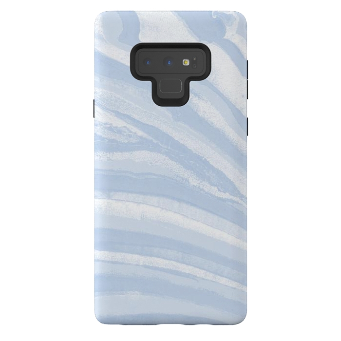 Galaxy Note 9 StrongFit Baby blue pastel marble stripes by Oana 