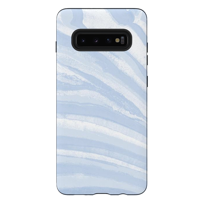 Galaxy S10 plus StrongFit Baby blue pastel marble stripes by Oana 