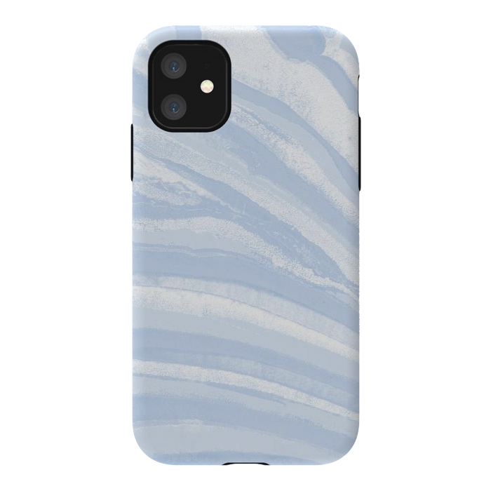 iPhone 11 StrongFit Baby blue pastel marble stripes by Oana 