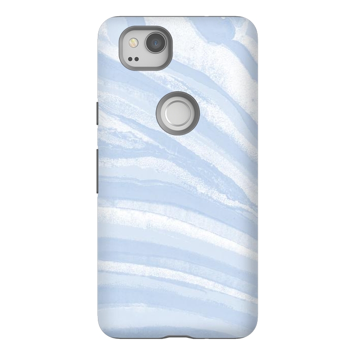 Pixel 2 StrongFit Baby blue pastel marble stripes by Oana 