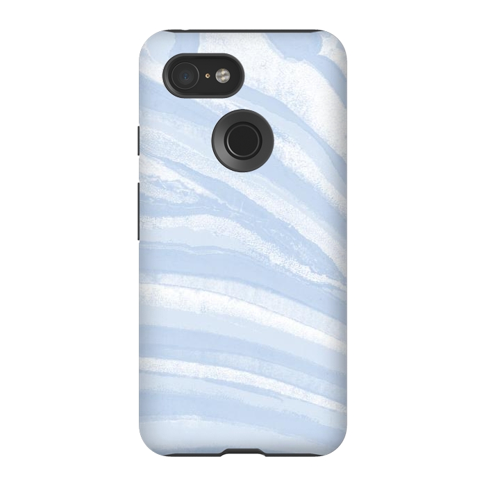 Pixel 3 StrongFit Baby blue pastel marble stripes by Oana 