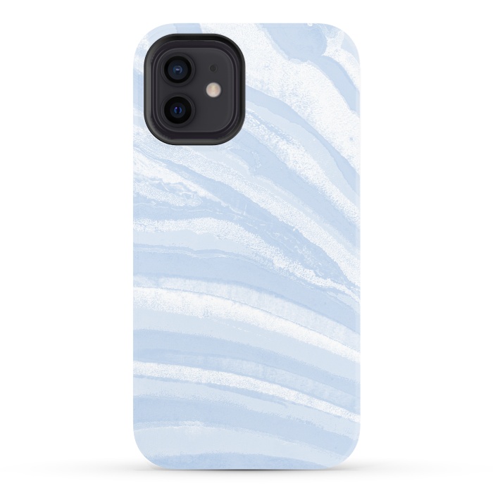iPhone 12 StrongFit Baby blue pastel marble stripes by Oana 