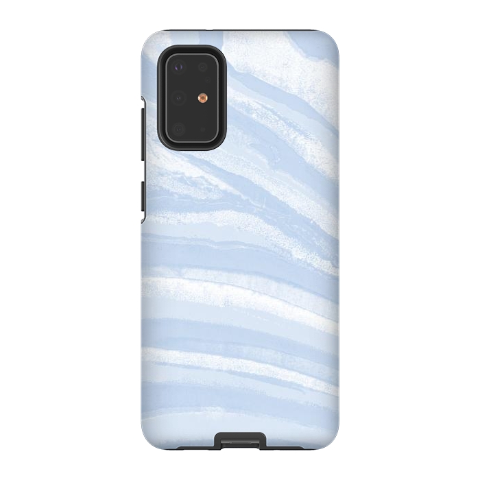 Galaxy S20 Plus StrongFit Baby blue pastel marble stripes by Oana 