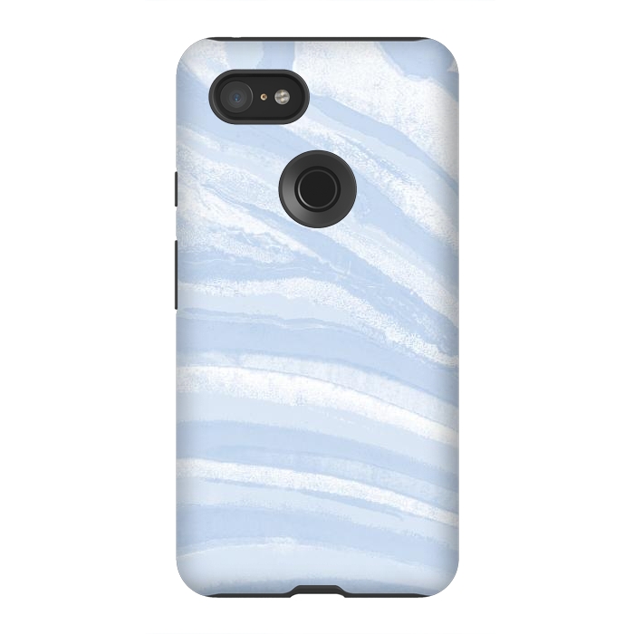 Pixel 3XL StrongFit Baby blue pastel marble stripes by Oana 