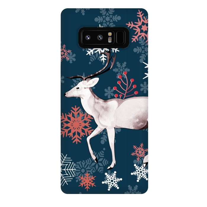 Galaxy Note 8 StrongFit Reindeer and snowflakes winter illustration by Oana 