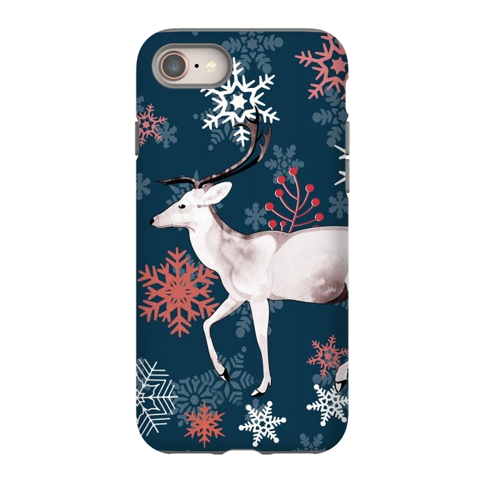 iPhone 8 StrongFit Reindeer and snowflakes winter illustration by Oana 