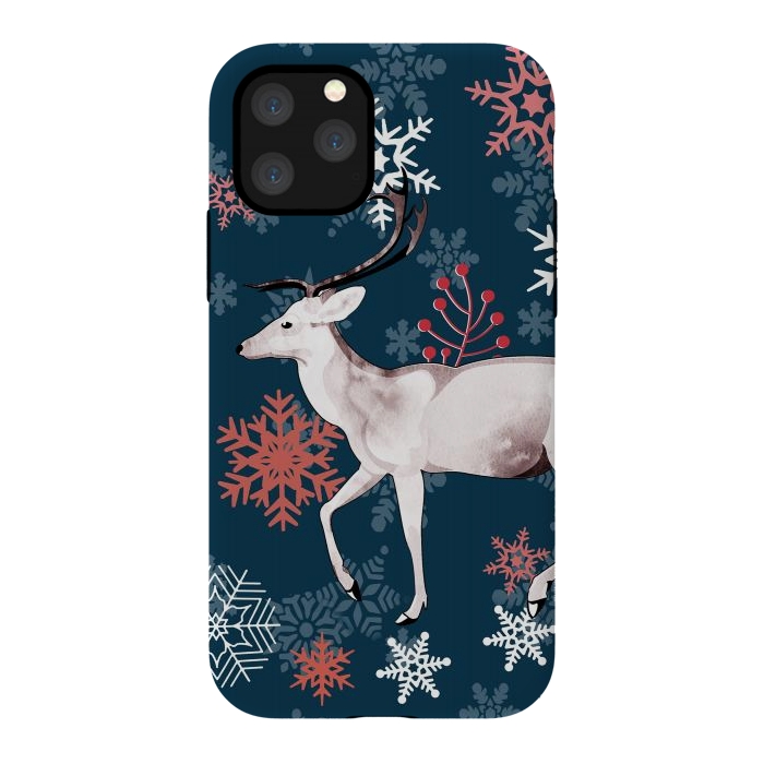 iPhone 11 Pro StrongFit Reindeer and snowflakes winter illustration by Oana 