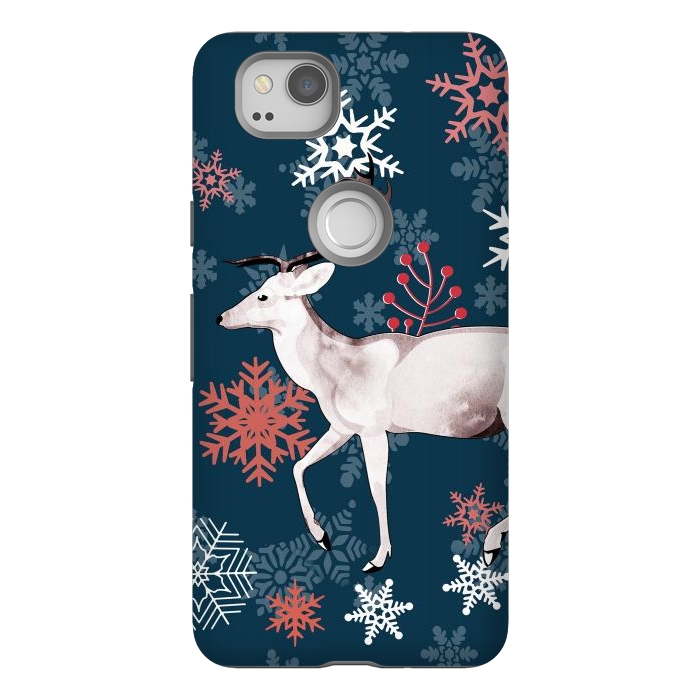 Pixel 2 StrongFit Reindeer and snowflakes winter illustration by Oana 