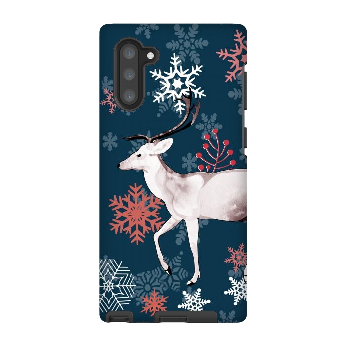 Galaxy Note 10 StrongFit Reindeer and snowflakes winter illustration by Oana 