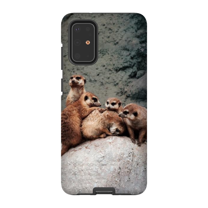Galaxy S20 Plus StrongFit Meerkat family by Laura Nagel