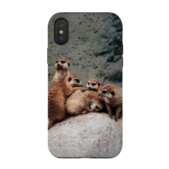 iPhone Xs / X StrongFit Meerkat family by Laura Nagel