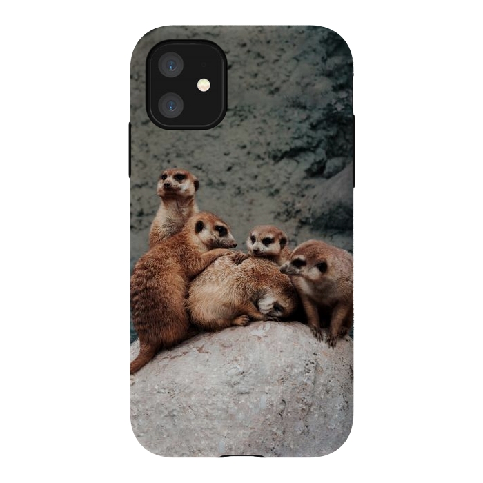 iPhone 11 StrongFit Meerkat family by Laura Nagel