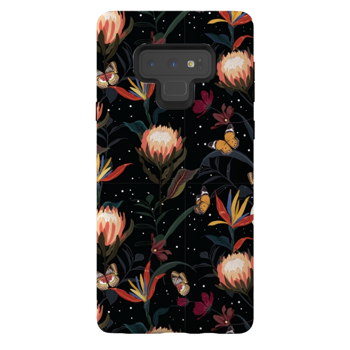 Galaxy Note 9 StrongFit copper floral pattern by MALLIKA