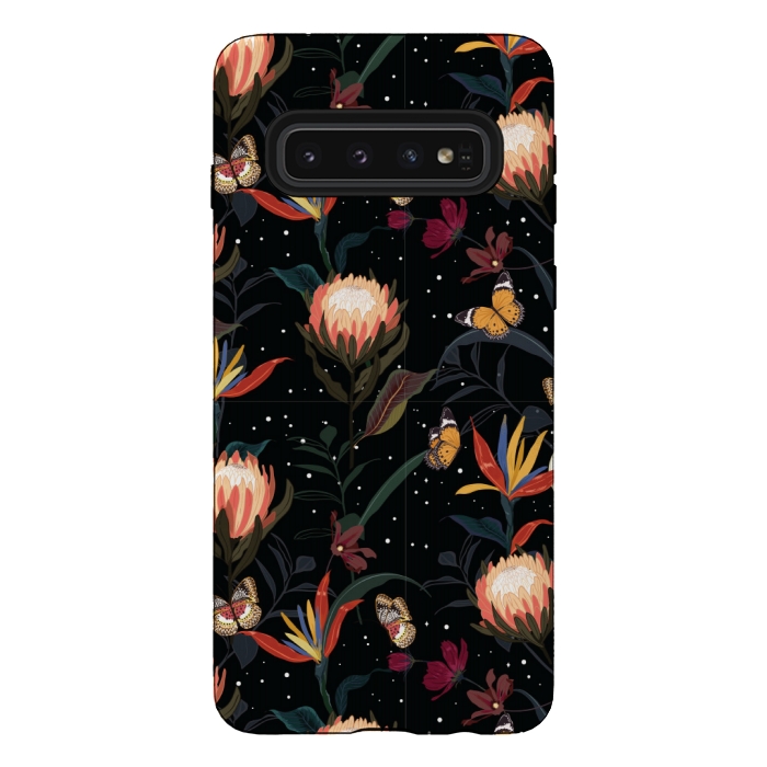 Galaxy S10 StrongFit copper floral pattern by MALLIKA