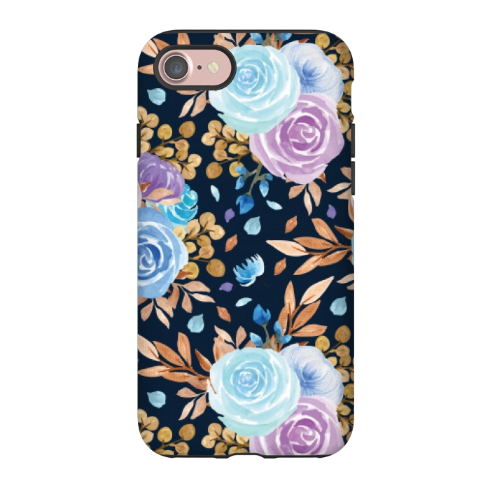 iPhone 7 StrongFit blue purple floral pattern by MALLIKA