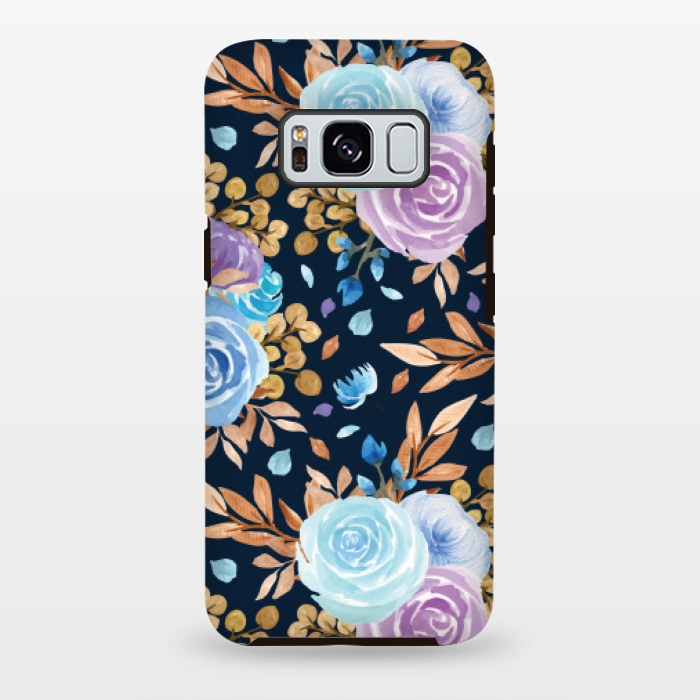 Galaxy S8 plus StrongFit blue purple floral pattern by MALLIKA