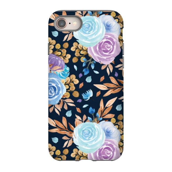 iPhone 8 StrongFit blue purple floral pattern by MALLIKA