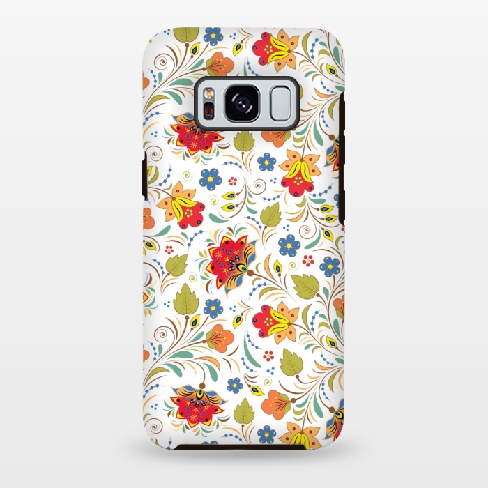 Galaxy S8 plus StrongFit red yellow floral pattern by MALLIKA