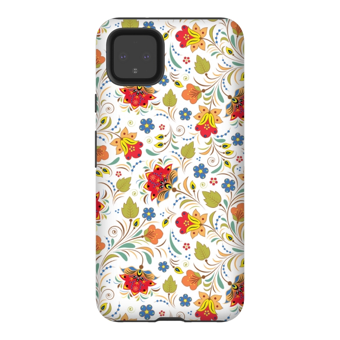 Pixel 4XL StrongFit red yellow floral pattern by MALLIKA