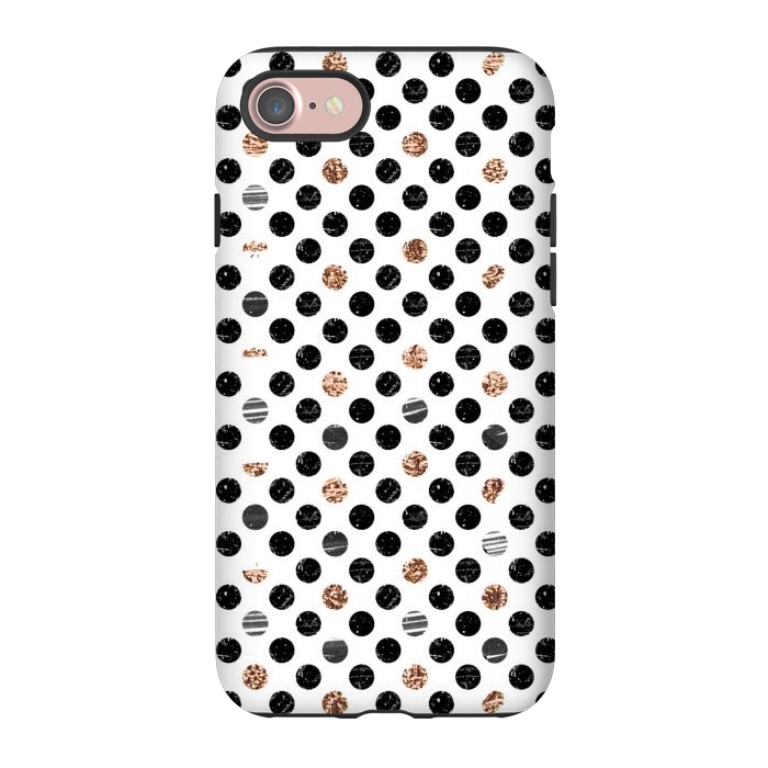 iPhone 7 StrongFit Ink and gold glitter polka dots by Oana 