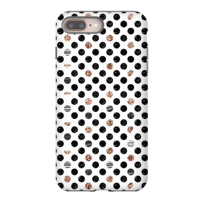 iPhone 7 plus StrongFit Ink and gold glitter polka dots by Oana 