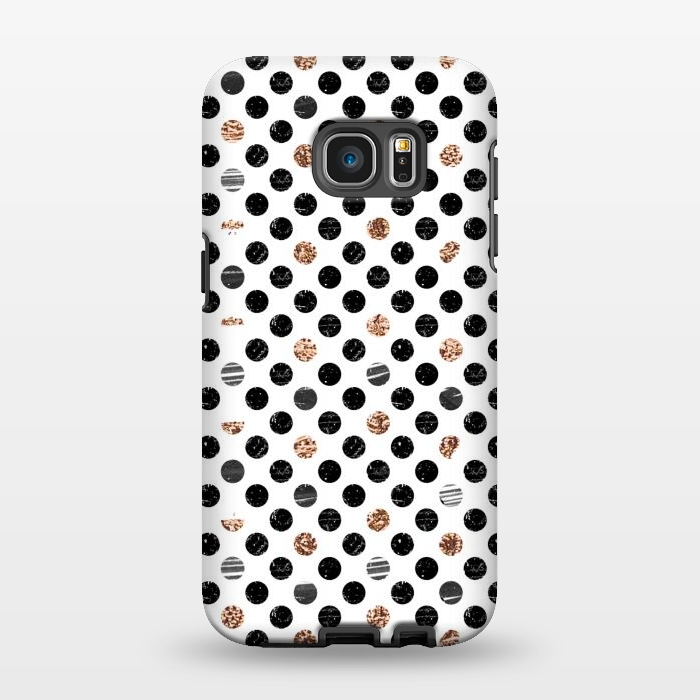 Galaxy S7 EDGE StrongFit Ink and gold glitter polka dots by Oana 