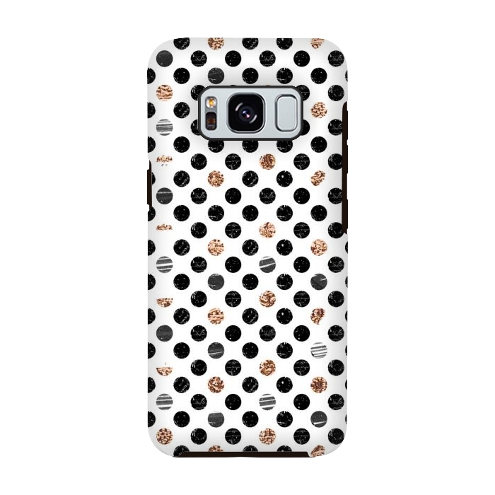 Galaxy S8 StrongFit Ink and gold glitter polka dots by Oana 