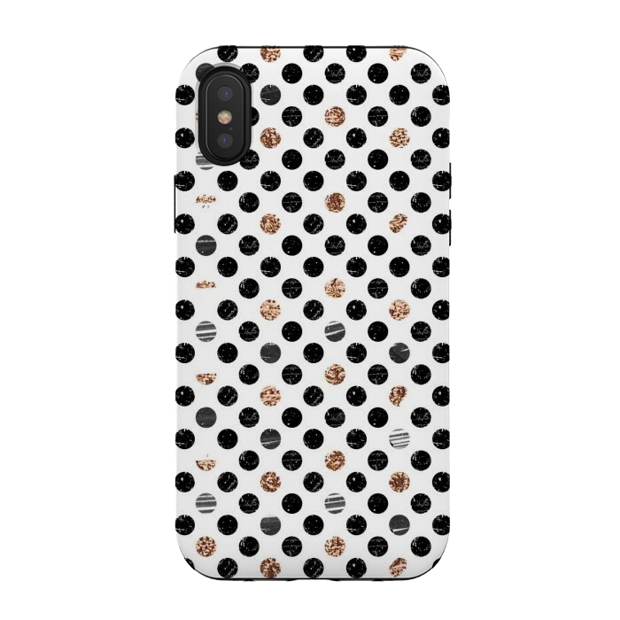 iPhone Xs / X StrongFit Ink and gold glitter polka dots by Oana 