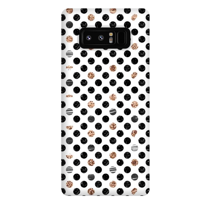 Galaxy Note 8 StrongFit Ink and gold glitter polka dots by Oana 