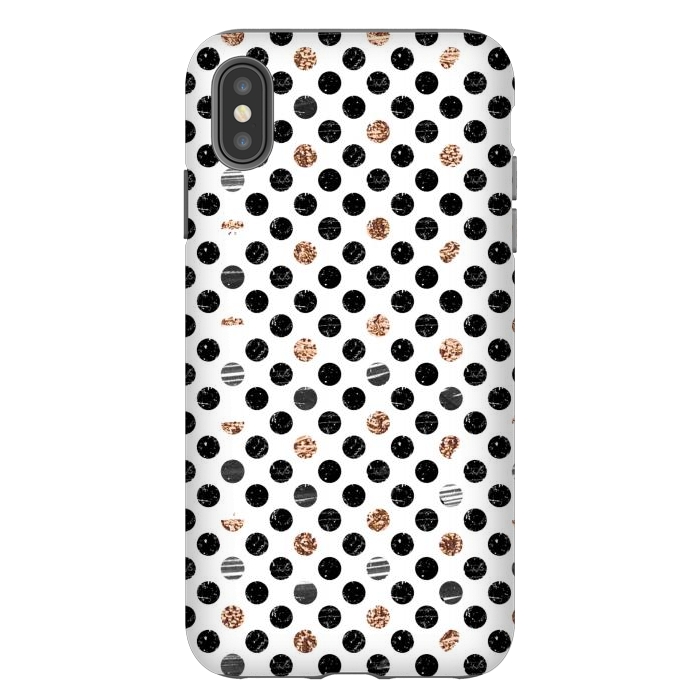 iPhone Xs Max StrongFit Ink and gold glitter polka dots by Oana 