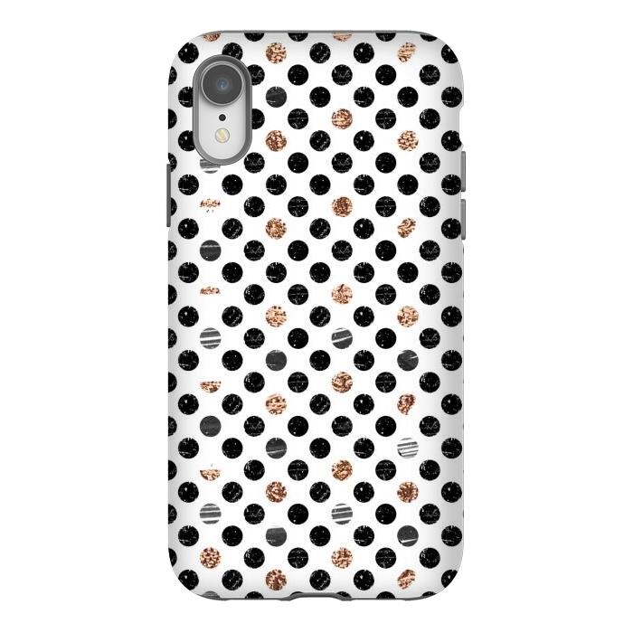 iPhone Xr StrongFit Ink and gold glitter polka dots by Oana 