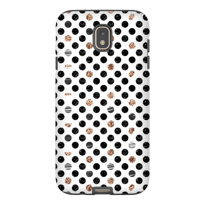 Galaxy J7 StrongFit Ink and gold glitter polka dots by Oana 