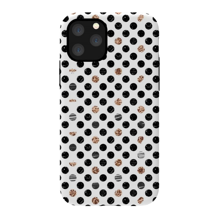 iPhone 11 Pro StrongFit Ink and gold glitter polka dots by Oana 