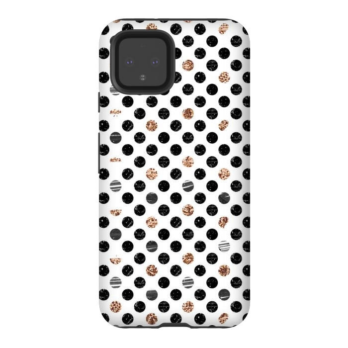 Pixel 4 StrongFit Ink and gold glitter polka dots by Oana 