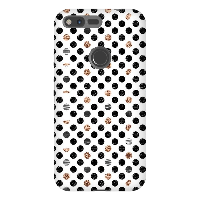 Pixel XL StrongFit Ink and gold glitter polka dots by Oana 