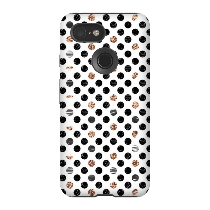 Pixel 3 StrongFit Ink and gold glitter polka dots by Oana 